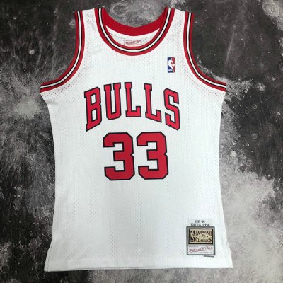 NBA 33 Pippen 1997-98 Bulls Maillot Retro blanc